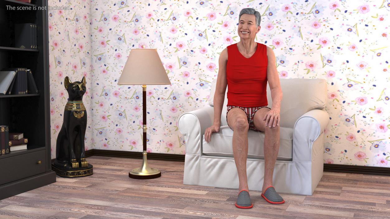 Chinese Elderly Man Underwear Style Rigged 3D