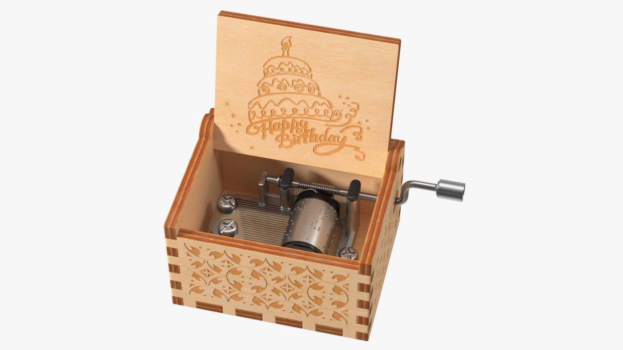 Wooden Hand Crank Music Box 3D