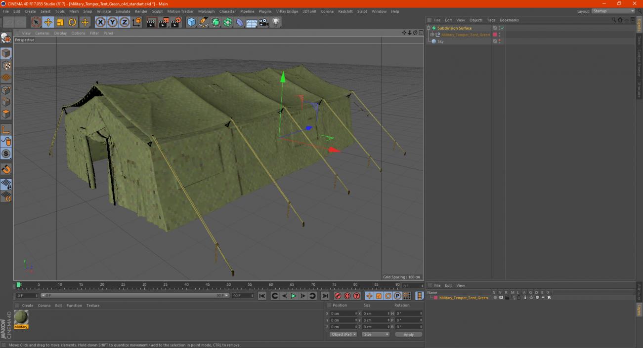 3D Military Temper Tent Green