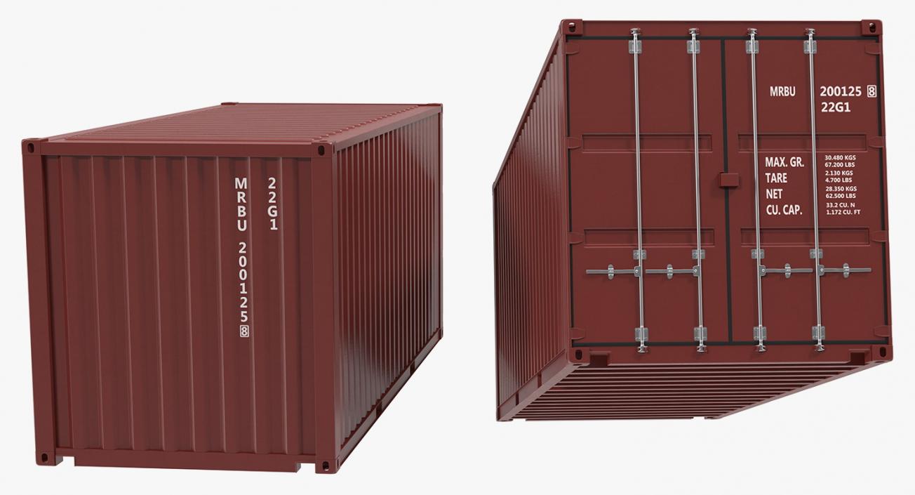 Straddle Carrier with 20ft ISO Container Rigged 3D