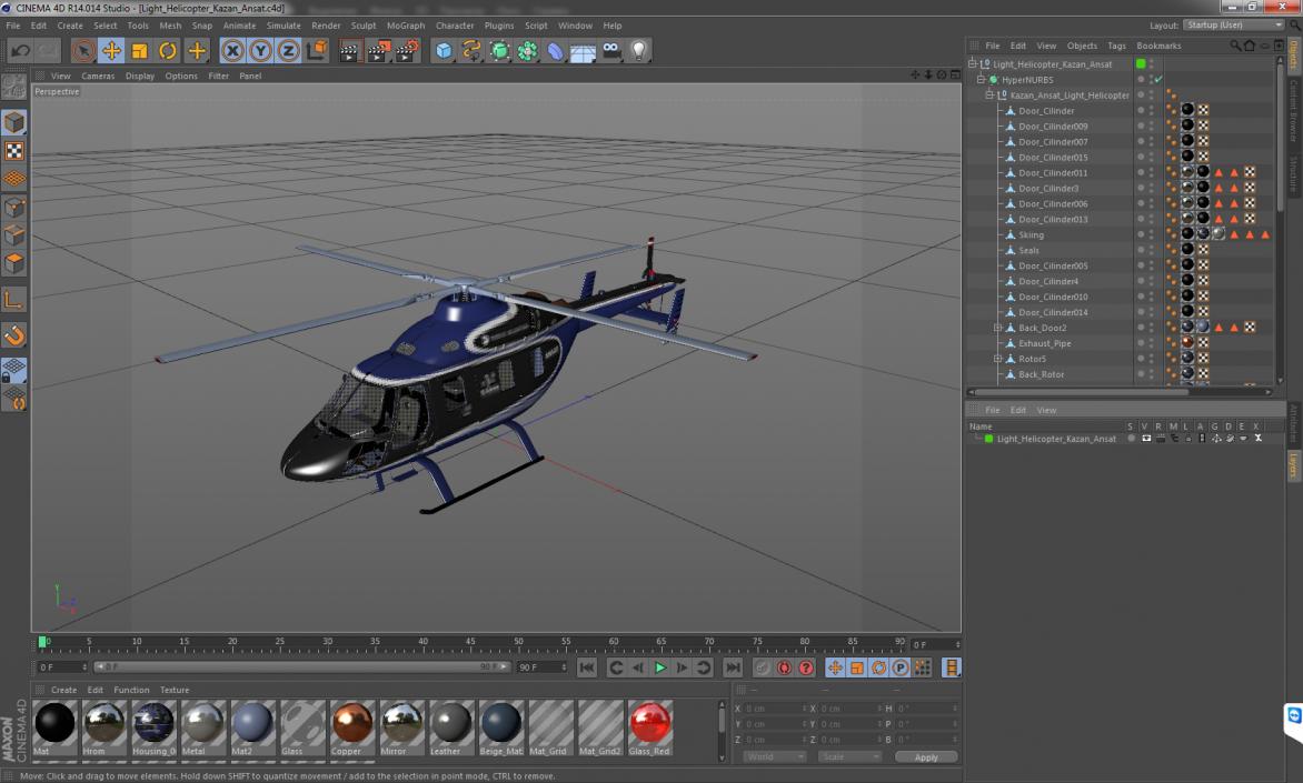3D Light Helicopter Kazan Ansat model