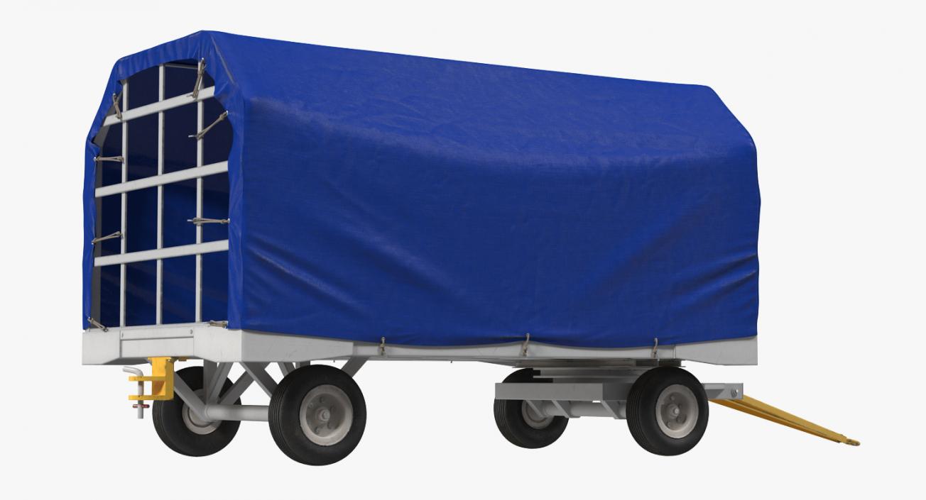 3D Covered Airport Luggage Trailer
