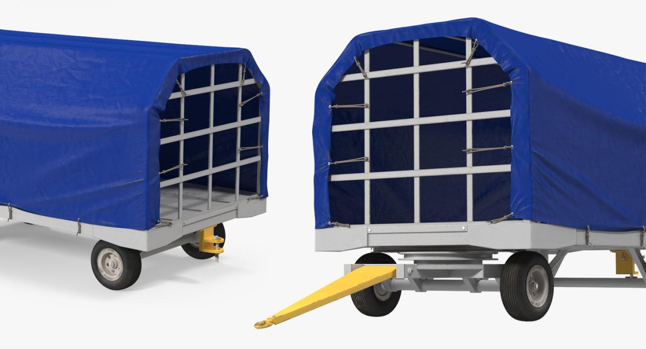 3D Covered Airport Luggage Trailer