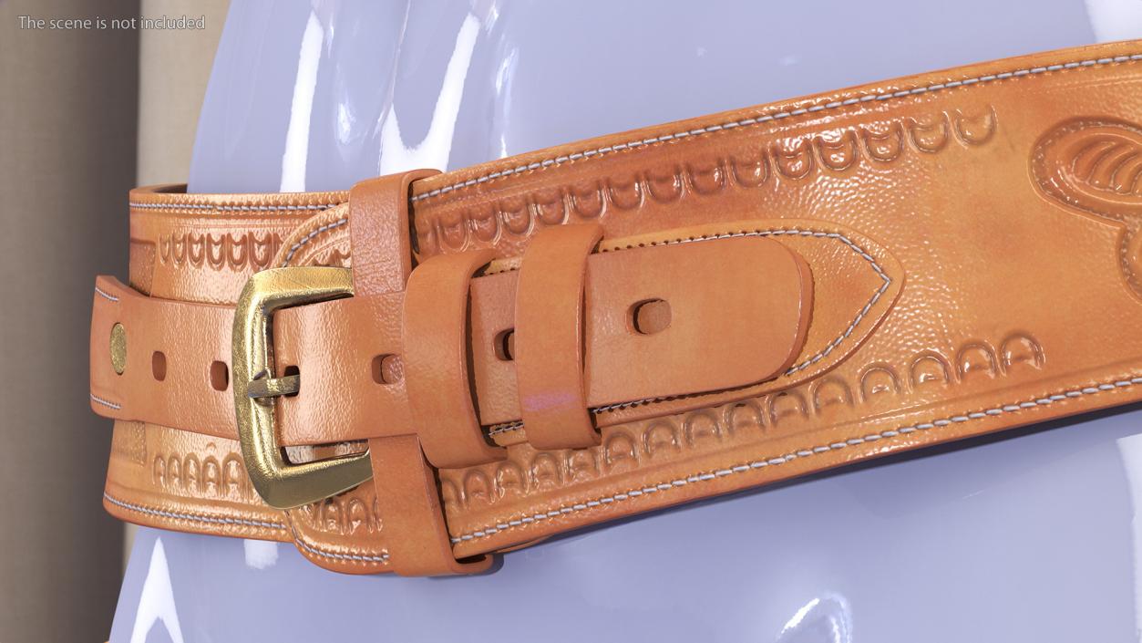 3D Western Gun Leather Belt with Revolver model