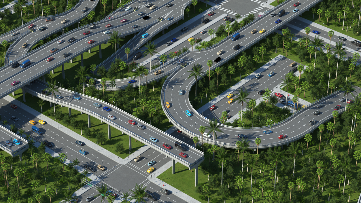 Connectable Highway Road Elements Set 3D
