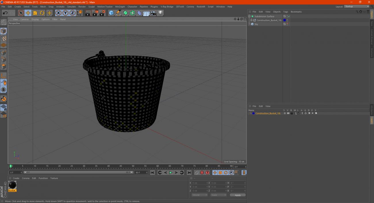 3D Construction Bucket 10L model