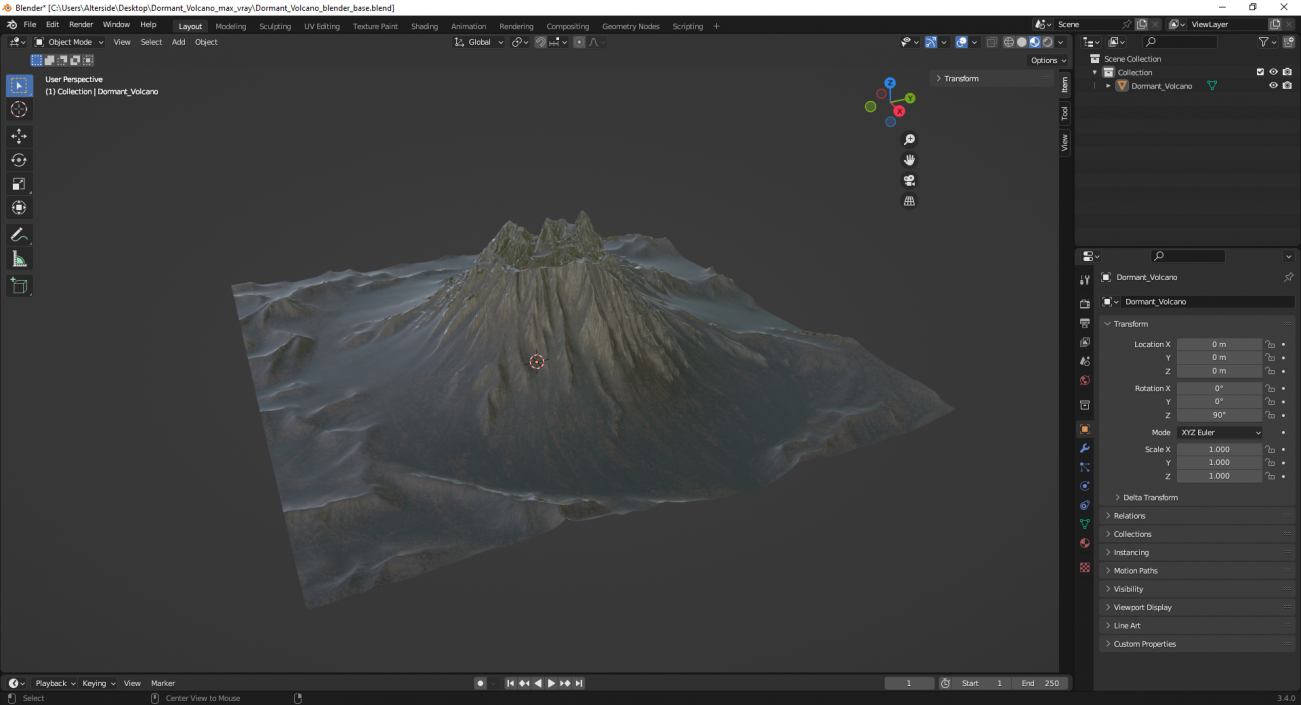 3D model Dormant Volcano