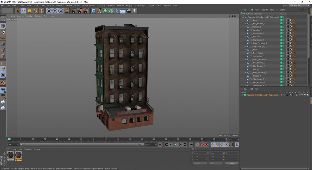 Apartment Building with Restaurant 3D model