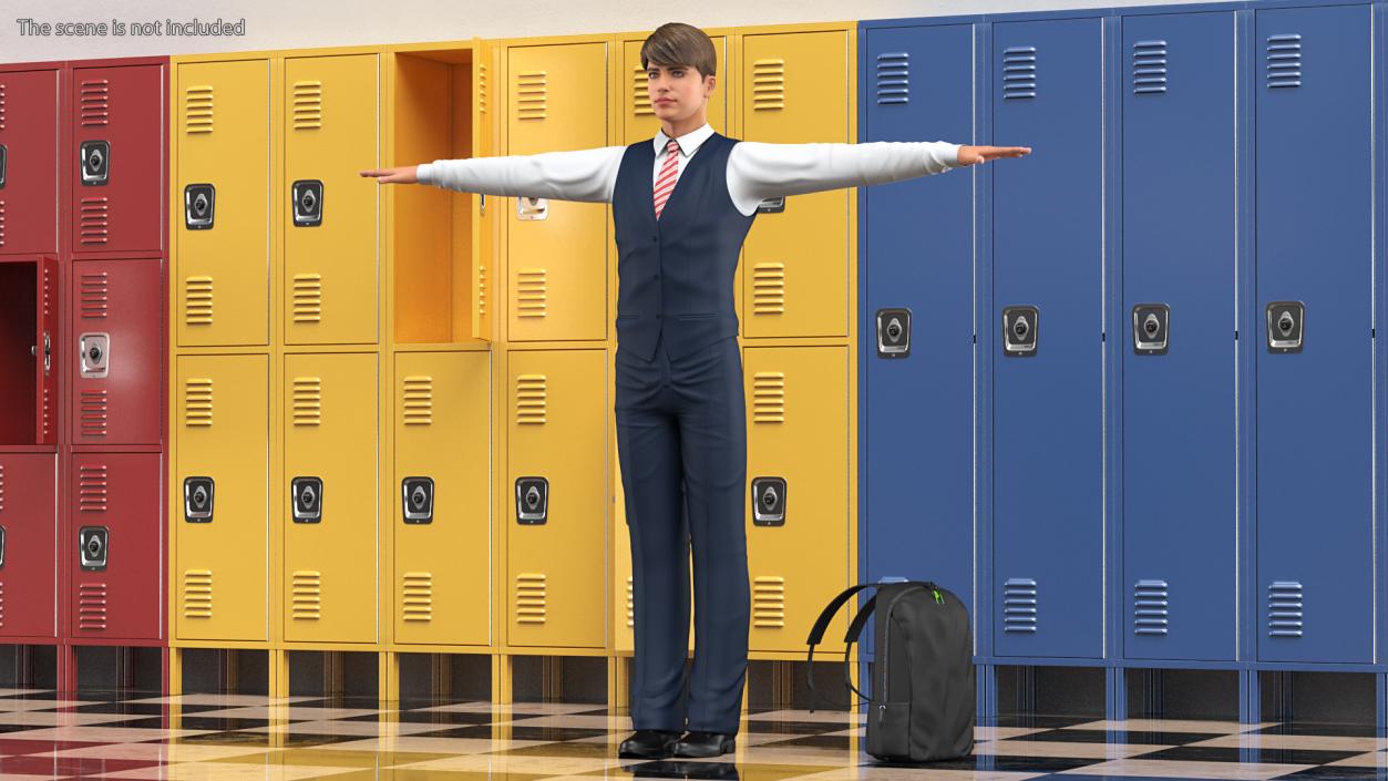 3D Teenage Boy School Uniform T Pose model