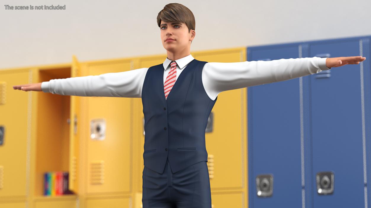 3D Teenage Boy School Uniform T Pose model