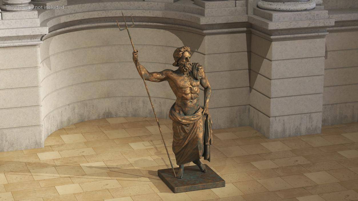 Poseidon Greek God Statue Bronze 3D