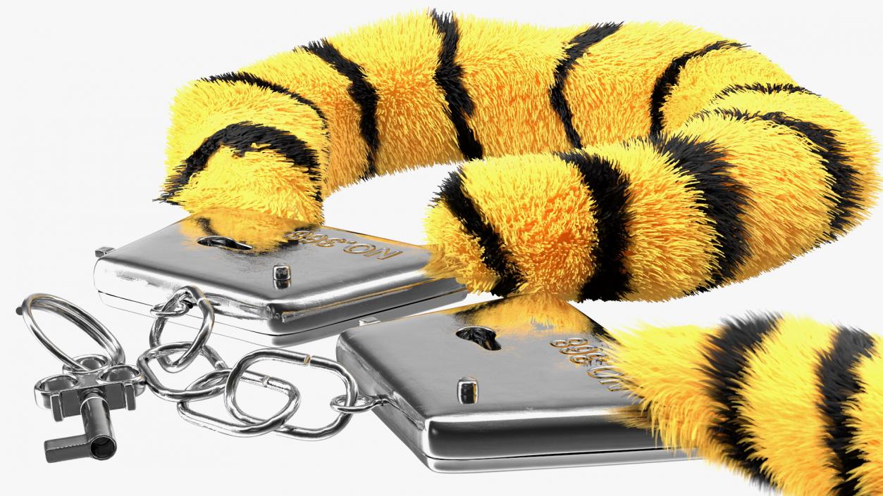 3D model Unfastened Tiger Handcuffs Fur