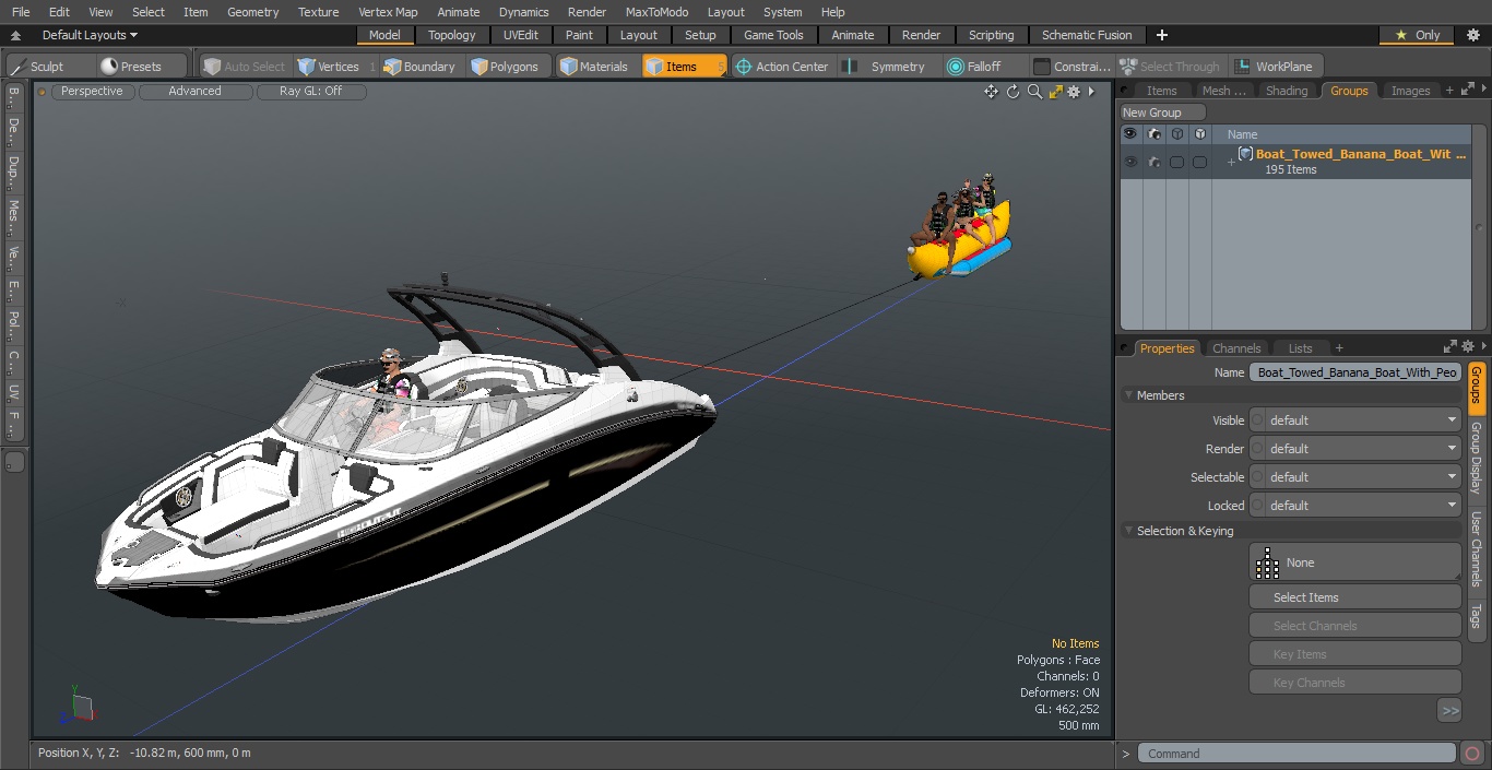 Boat Towed Banana Boat With People 3D model
