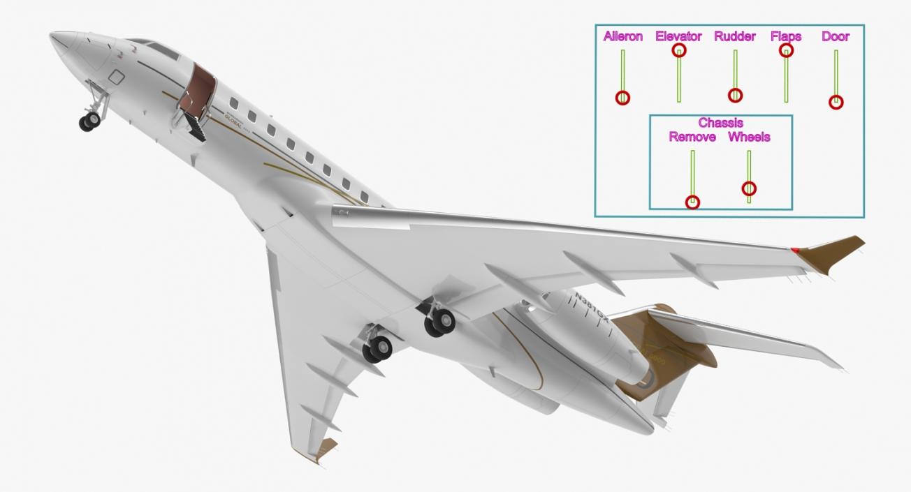 Bombardier Global 6000 Rigged 3D model