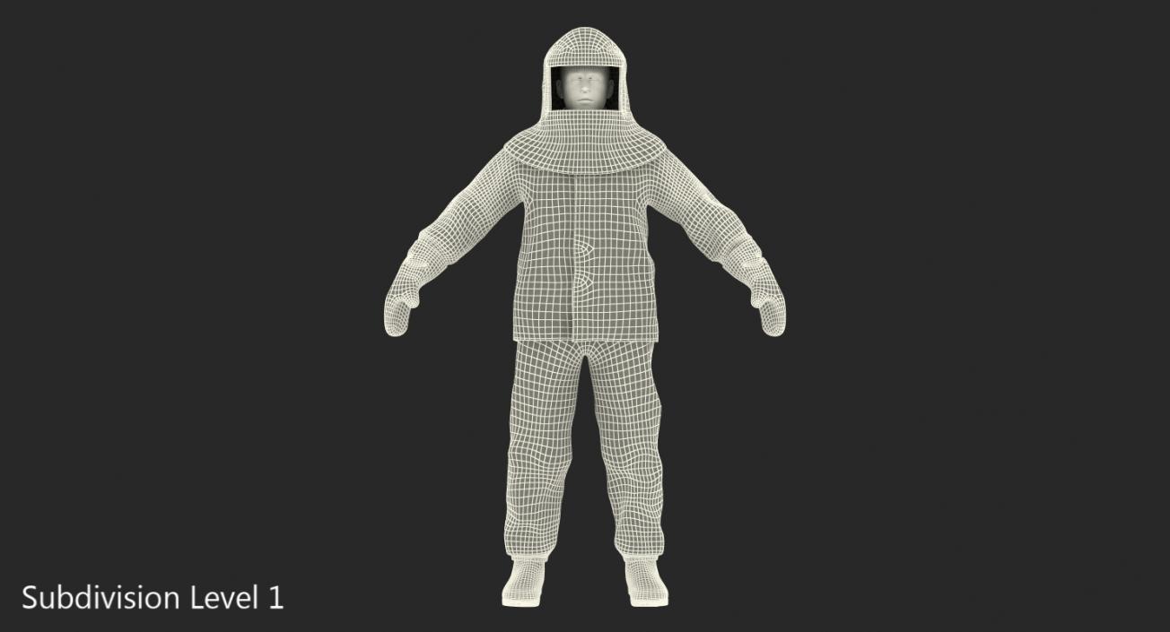 Firefighter Wearing Aluminized Chemical Protective Suit Rigged 3D