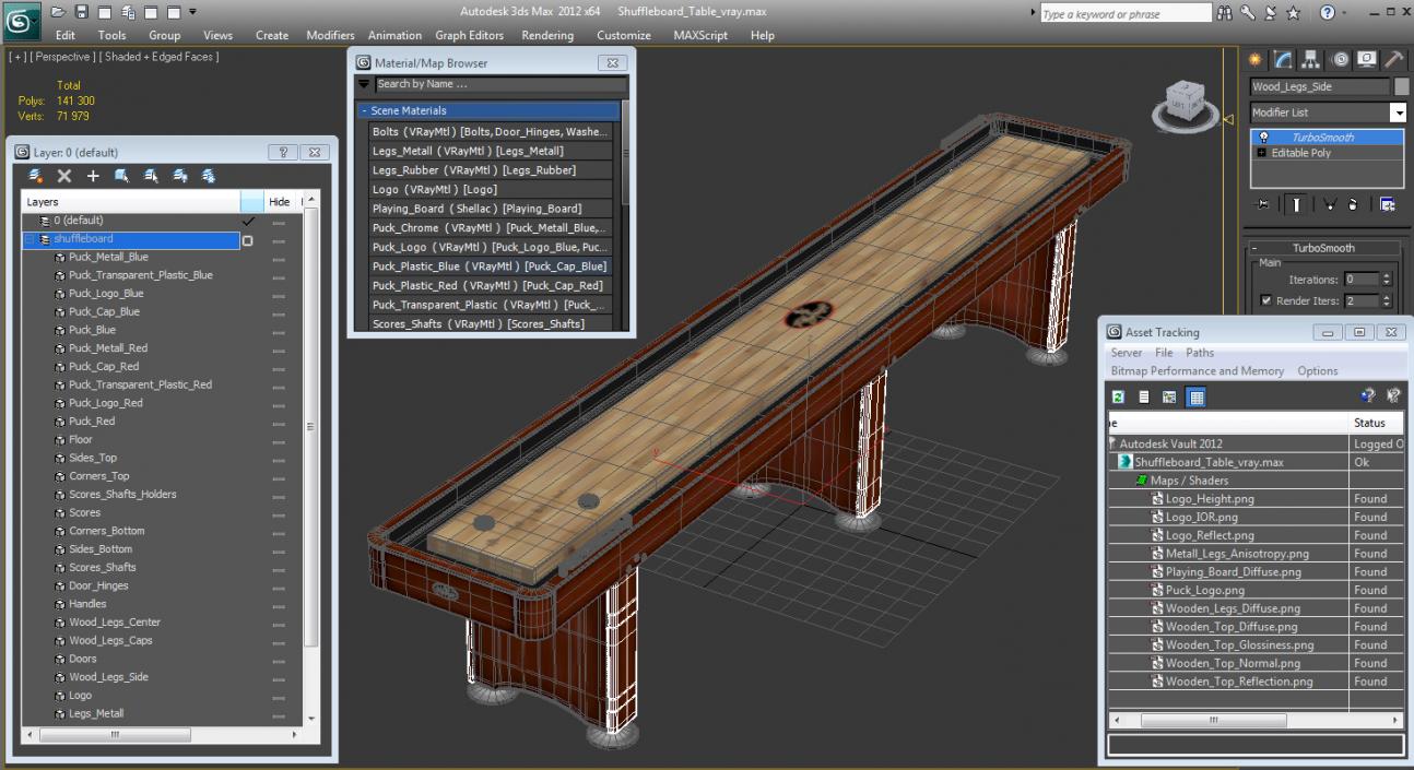 3D Shuffleboard Table model