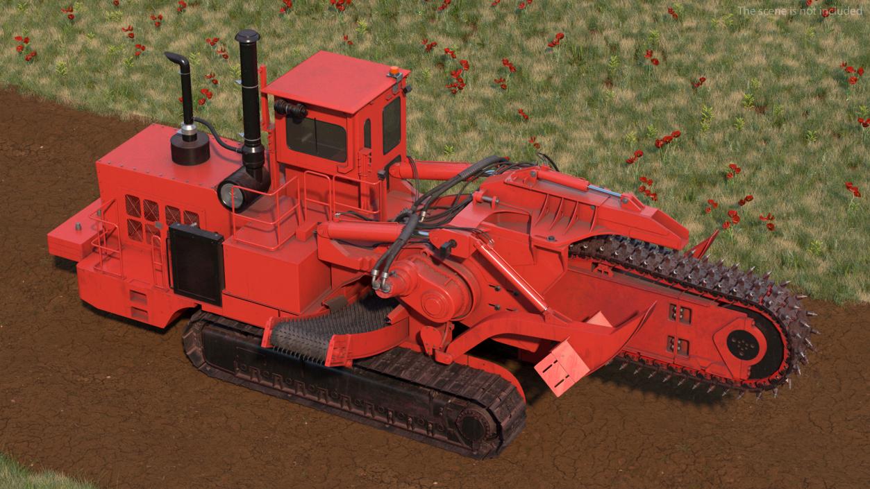 3D Trencher Machine Red Dusty