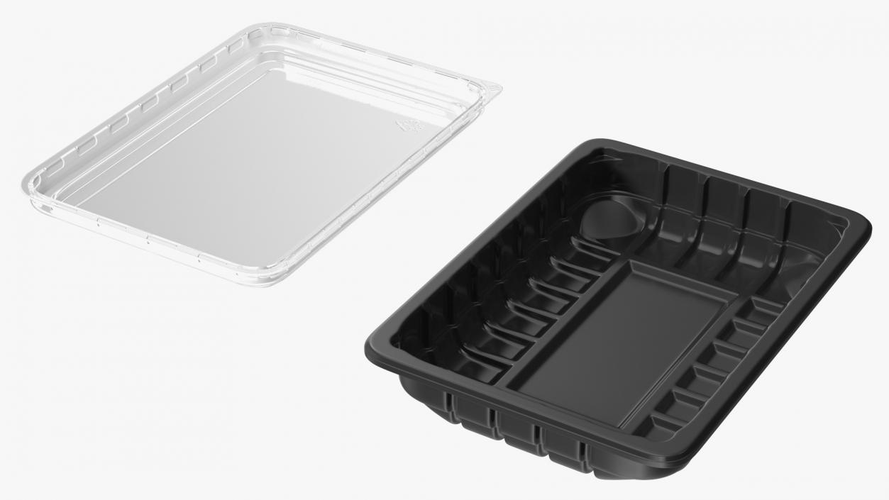 Plastic Take Out Container with Lid Black 18x13cm 3D model
