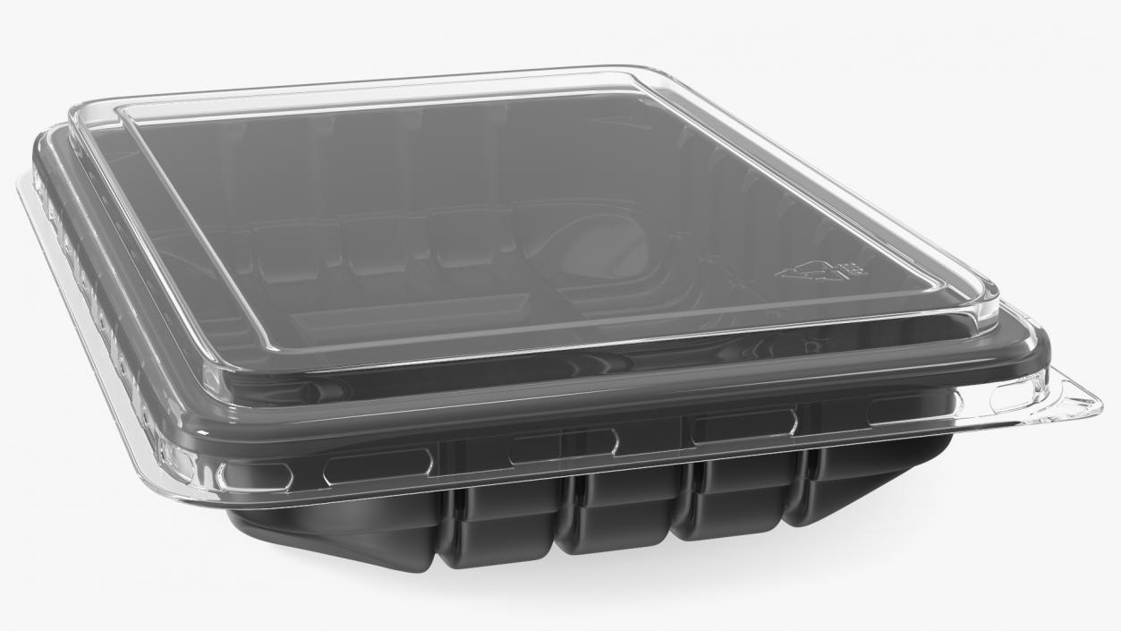 Plastic Take Out Container with Lid Black 18x13cm 3D model