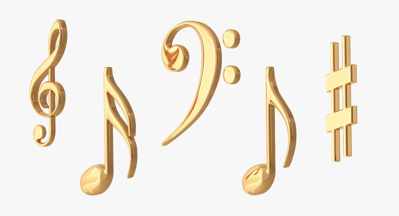 3D model Golden Musical Notes
