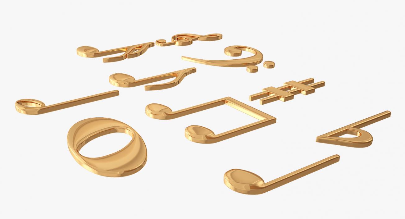 3D model Golden Musical Notes