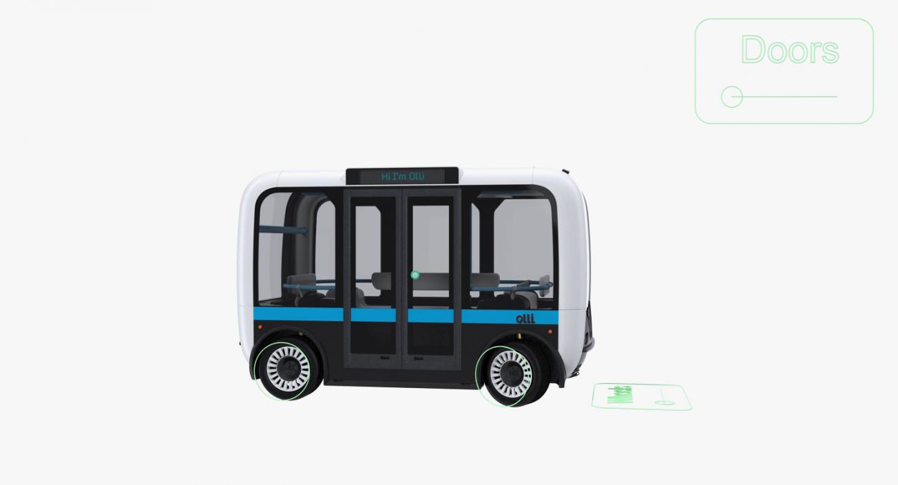 Olli Self Driving Electric Bus Rigged 3D