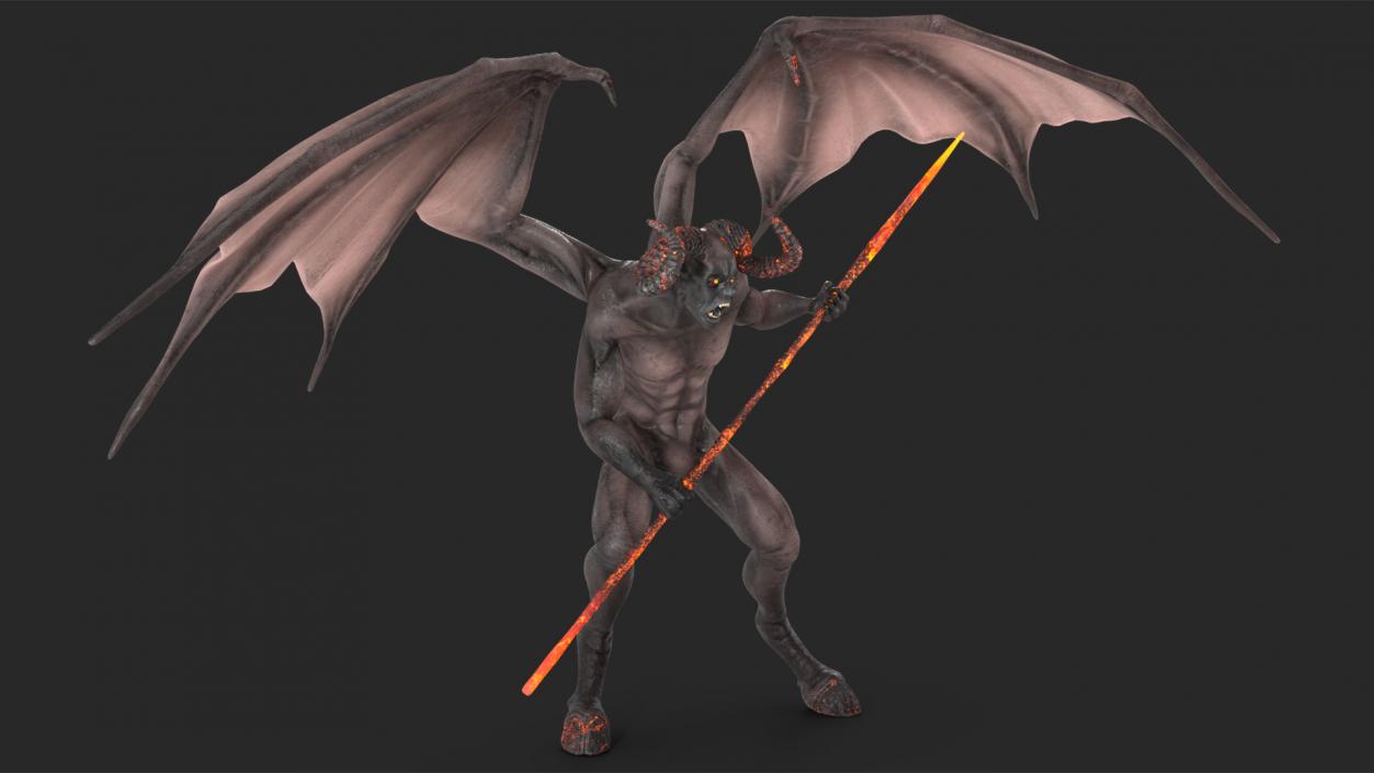 Devil Character with Trident Angry Pose 3D model
