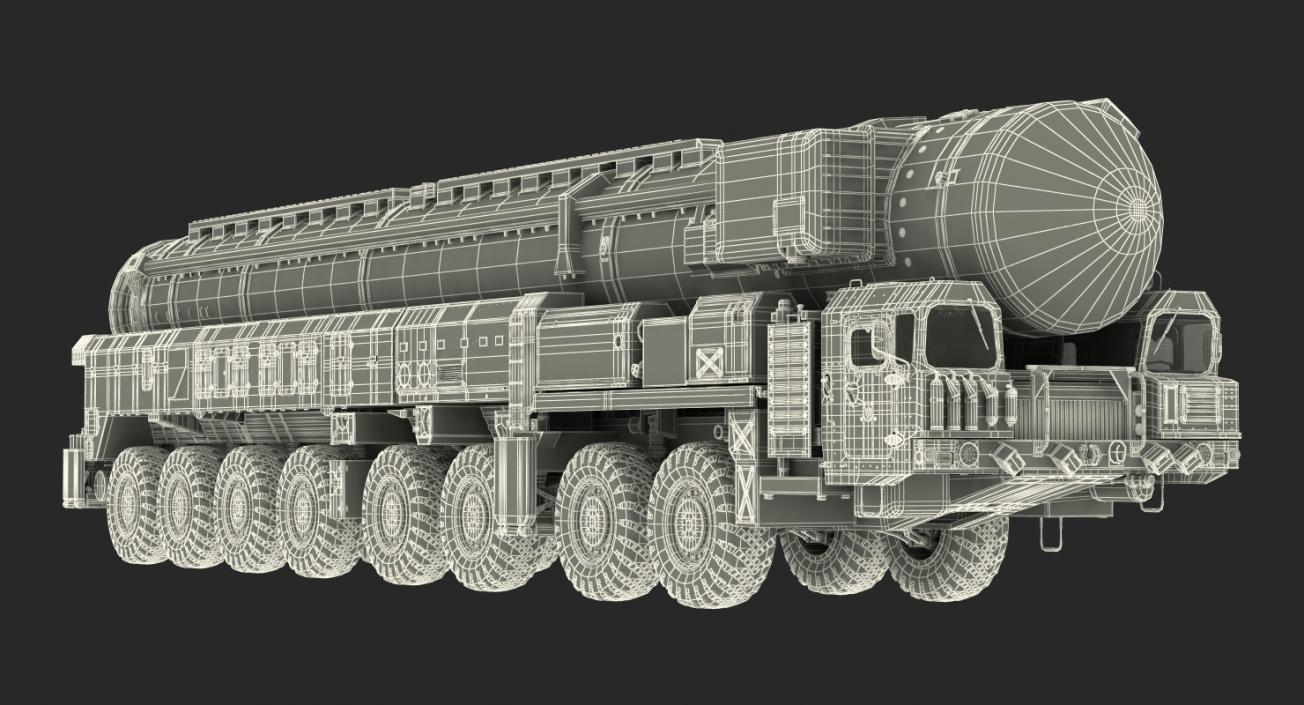 3D Transporter Erector Launcher with RT-2PM Topol-M Ballistic Missile Rigged model