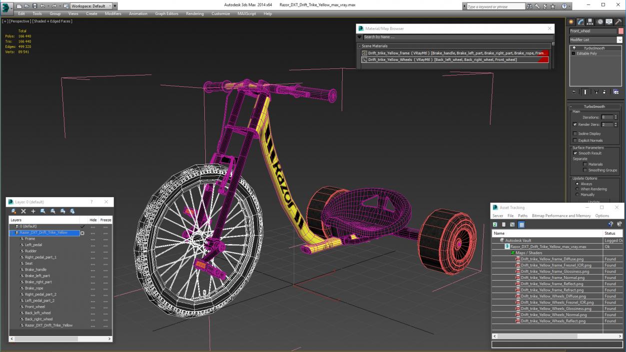 3D Razor DXT Drift Trike Yellow model