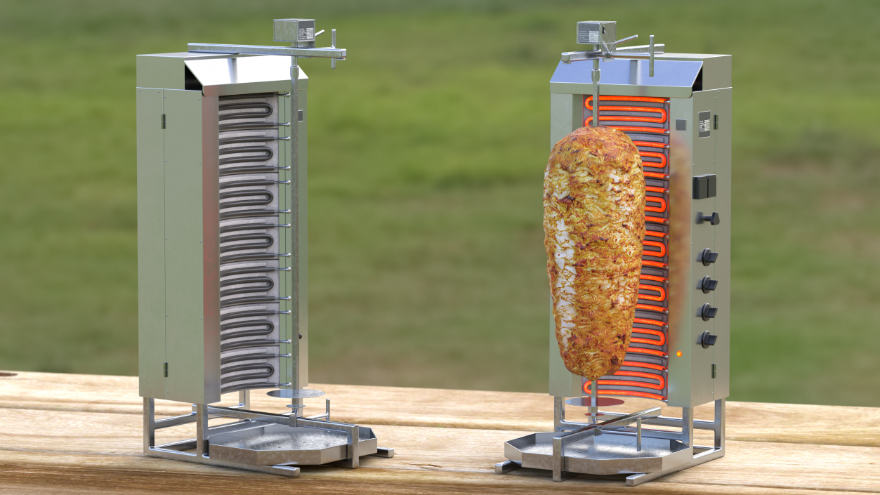 3D Vertical Rotisserie Grill For Doner Kebab