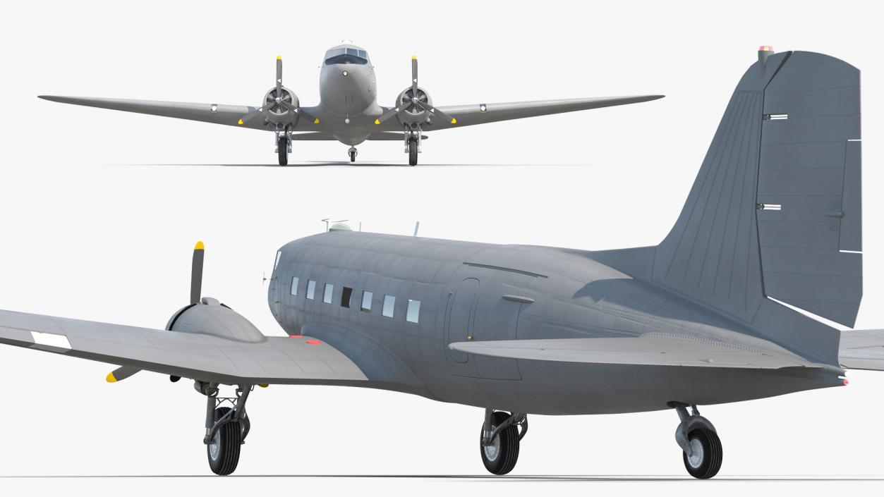 3D Vintage Transport Airplane