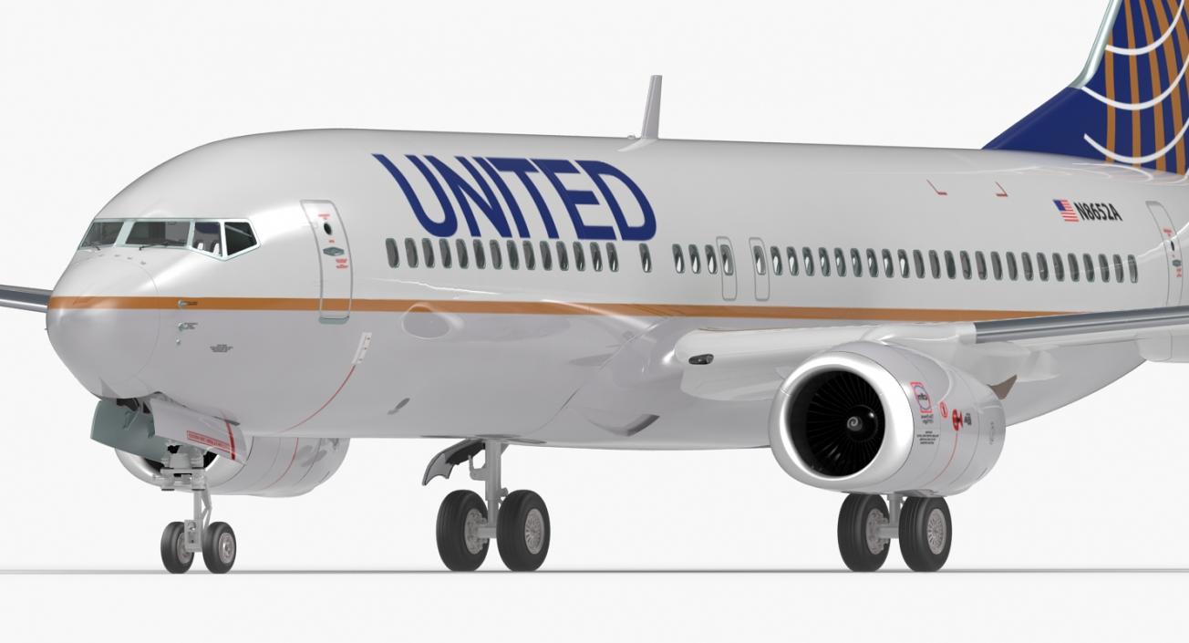 Boeing 737-800 United Airlines Rigged 3D