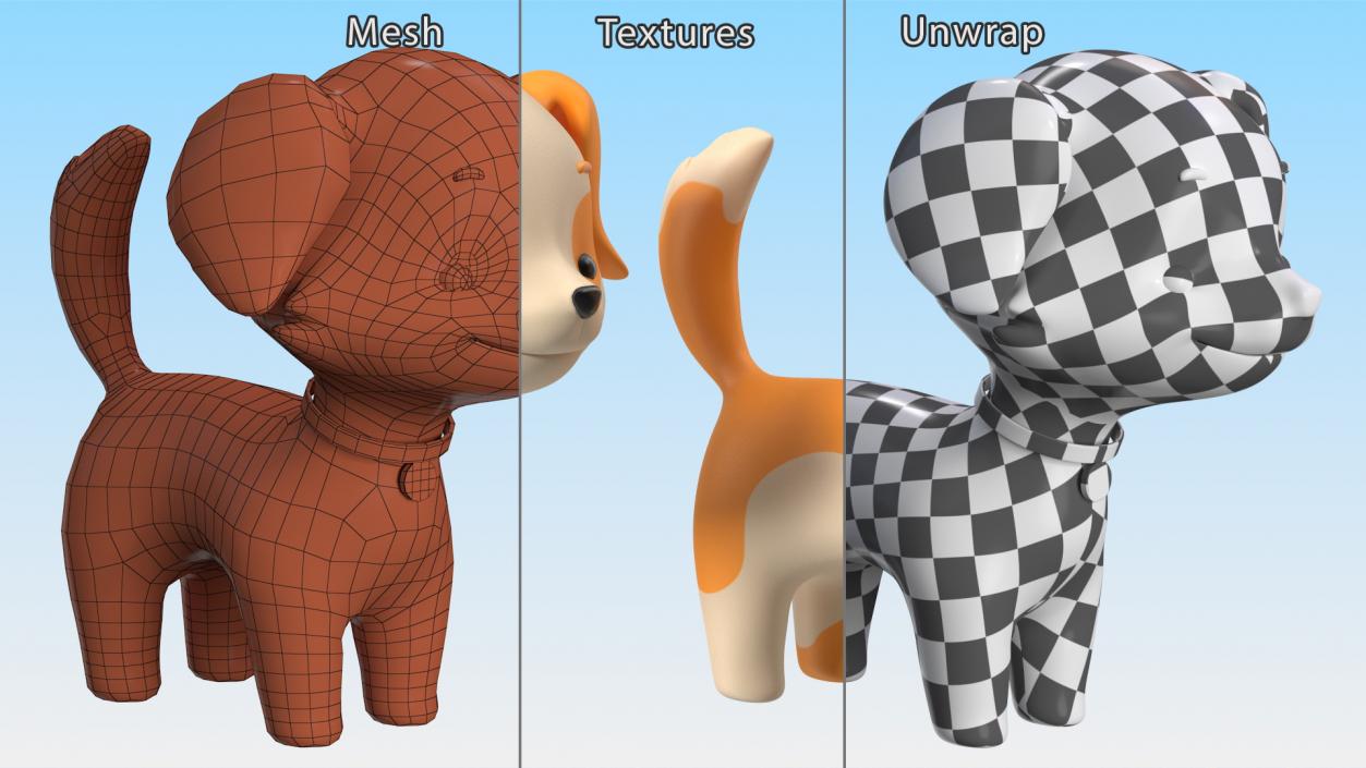 3D Cartoon Puppy Dog Rigged for Modo model