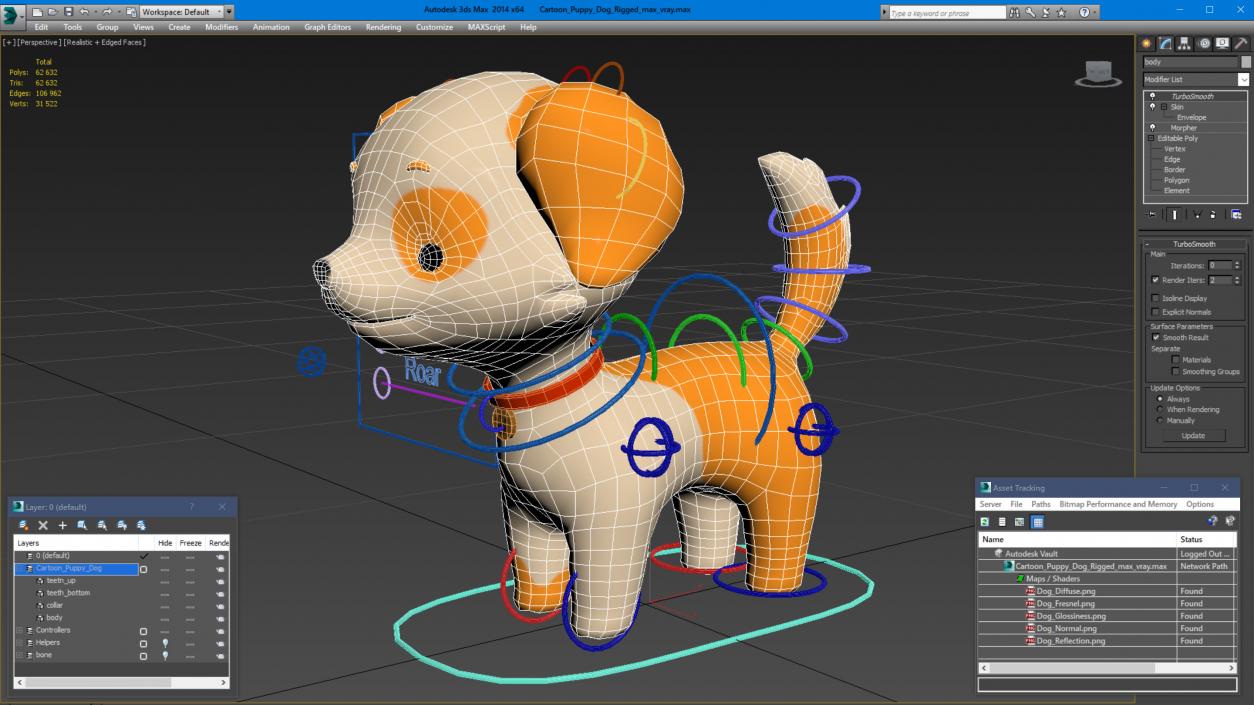 3D Cartoon Puppy Dog Rigged for Cinema 4D model