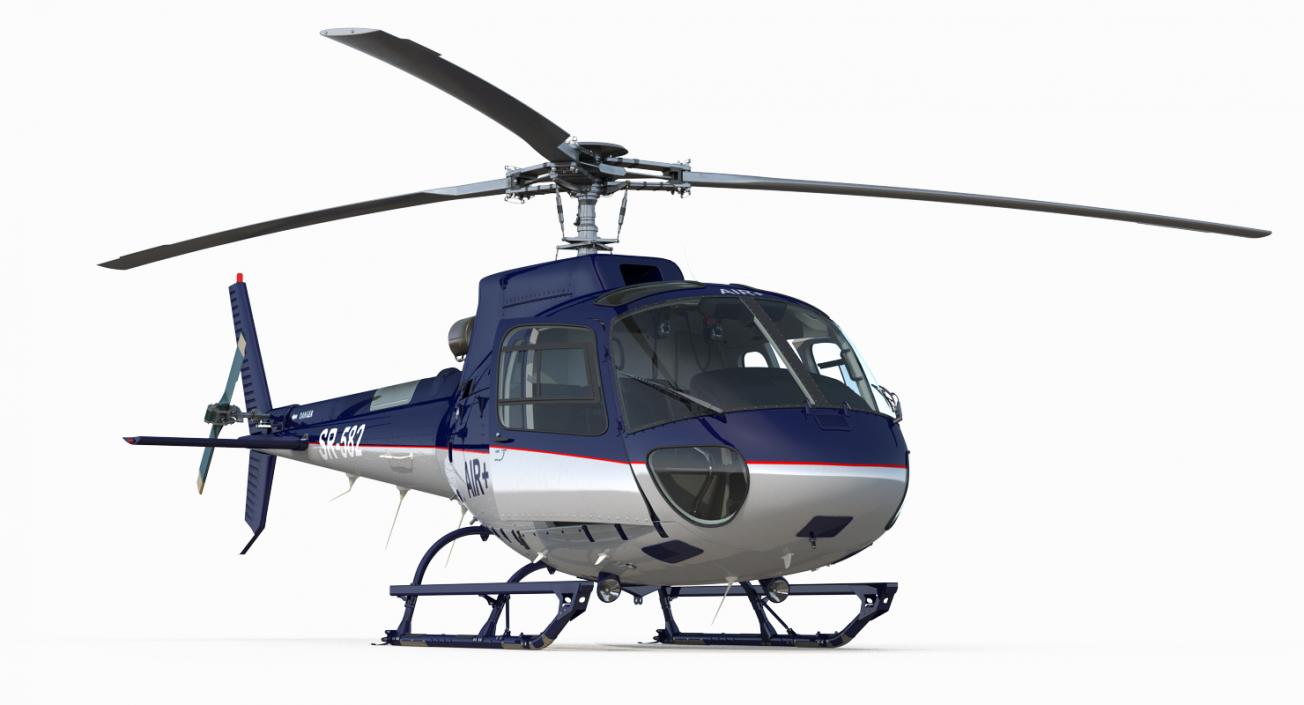 Light Utility Helicopter Eurocopter AS 350 Rigged 3D model