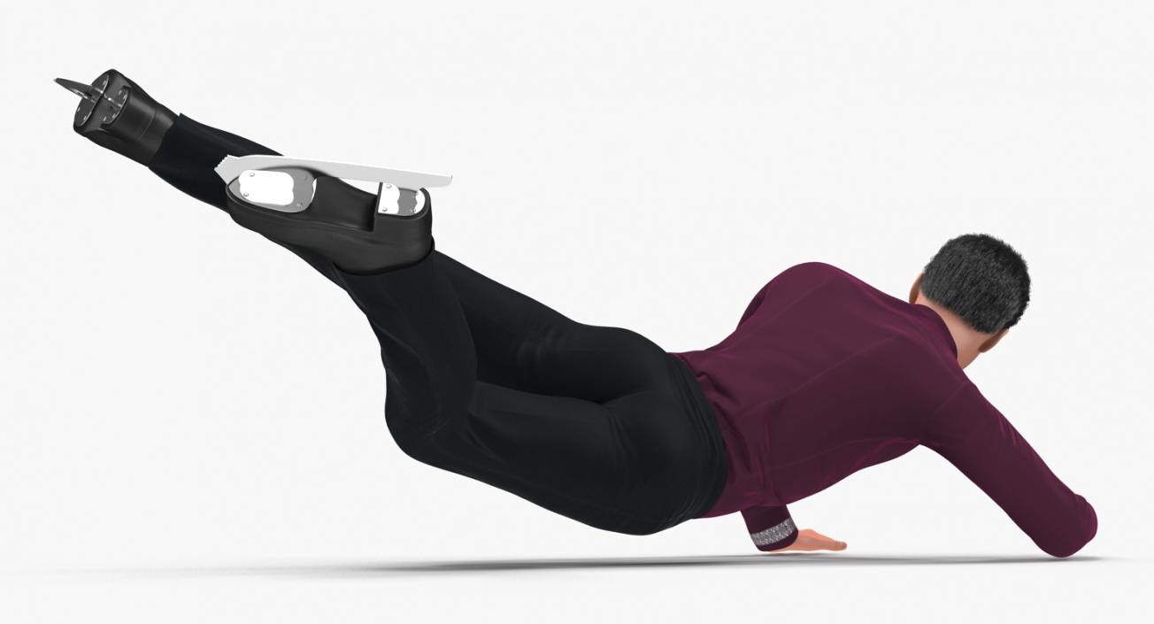 3D Male Figure Skater Falling Down