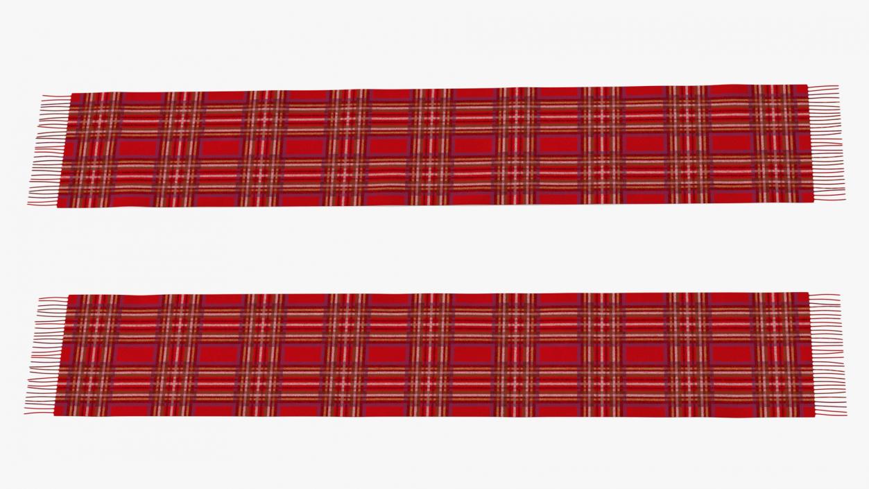 Red Check Cashmere Scarf 3D model