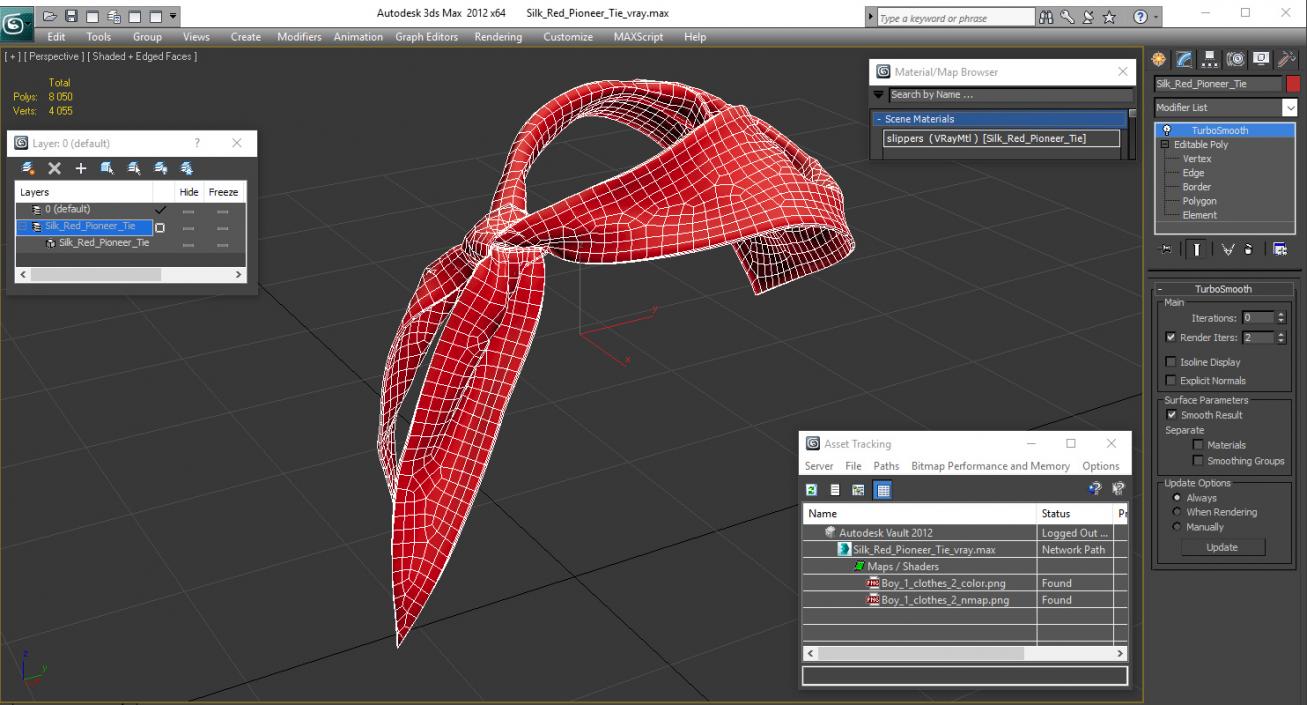 3D model Silk Red Pioneer Tie