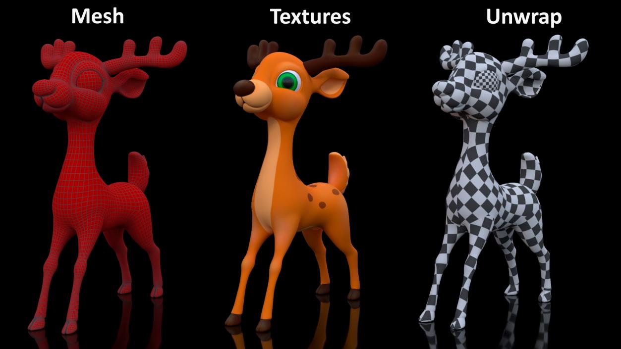 Cartoon Reindeer Rigged for Maya 3D