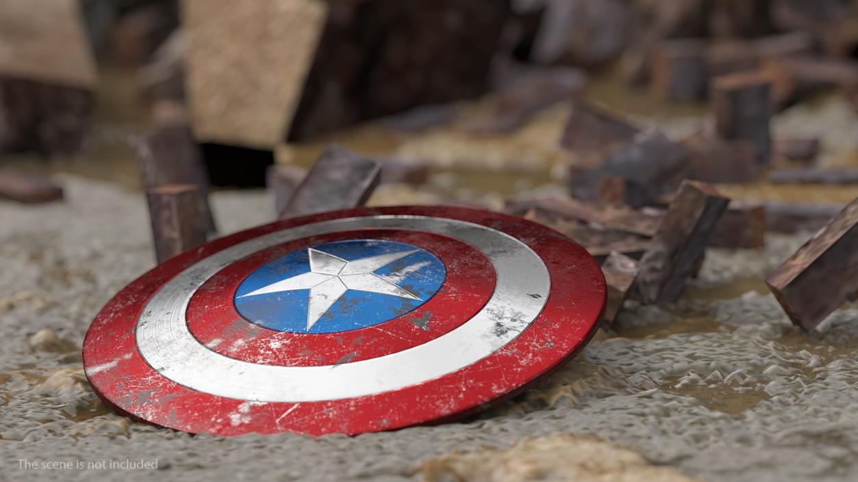 3D model Captain America Damaged Shield