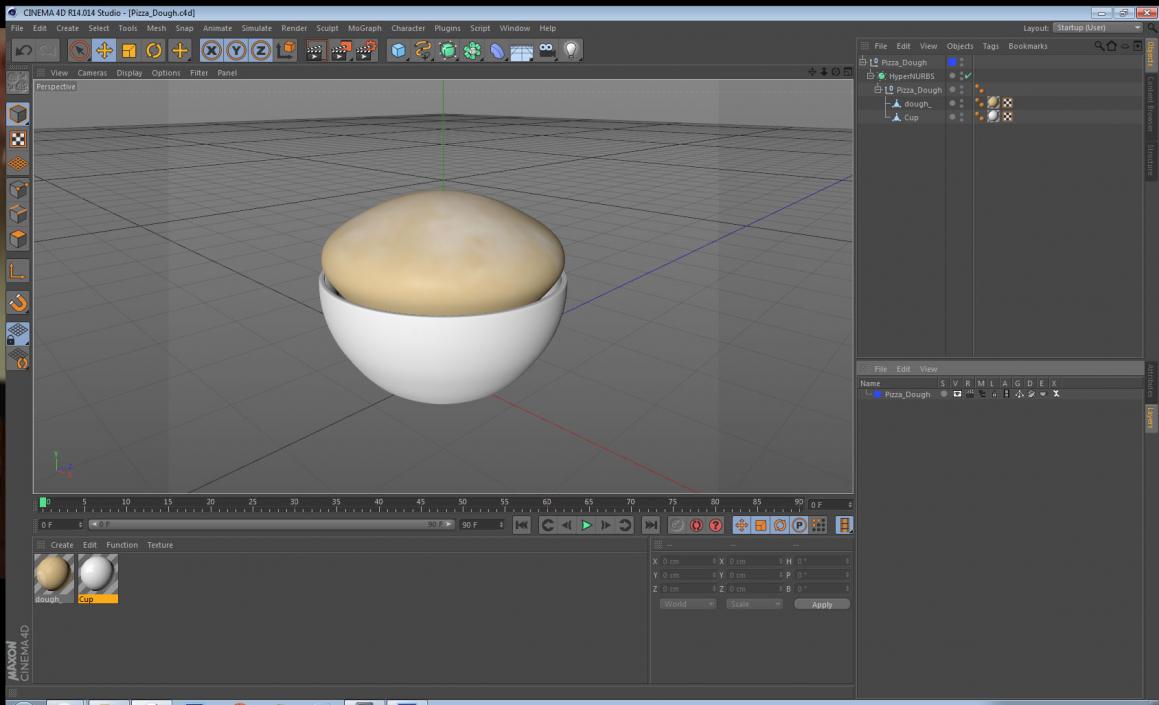 Raw Dough in Bowl 3D