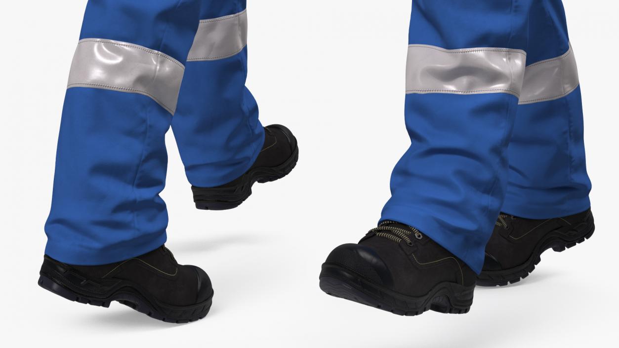 3D Oil Gas Worker Fully Equipped Walking Pose Fur