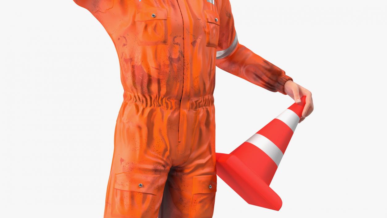 3D Dirty Road Worker Waves Hand model