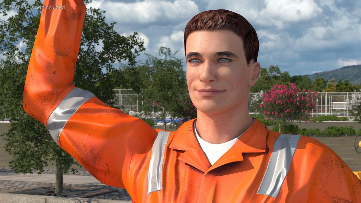 3D Dirty Road Worker Waves Hand model