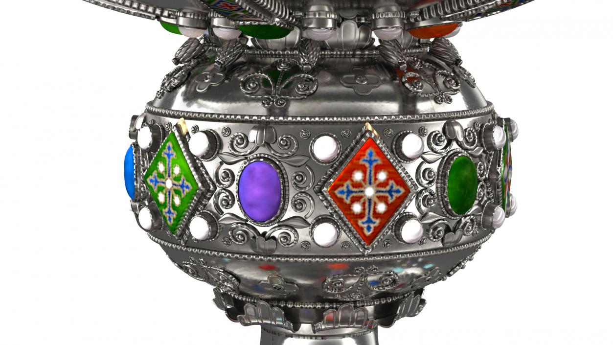 3D Silver Cup Encrusted with Precious Stones