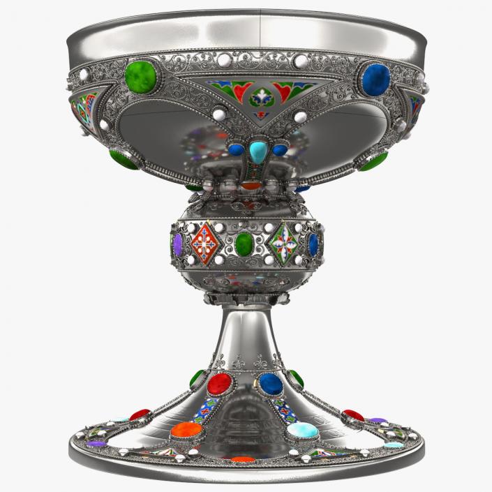 3D Silver Cup Encrusted with Precious Stones