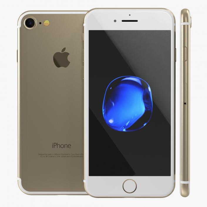 3D IPhone 7 Gold model