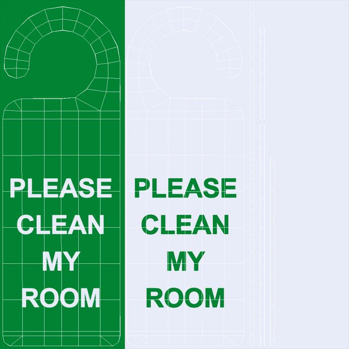 3D Door Hanger Tag Clean My Room White Green