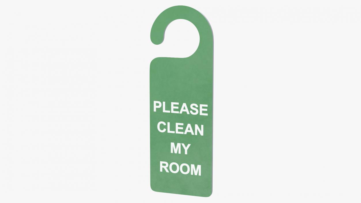 3D Door Hanger Tag Clean My Room White Green