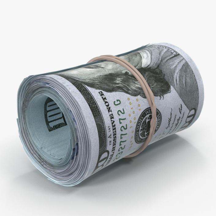 3D Roll Of New 100 Dollar Bills model
